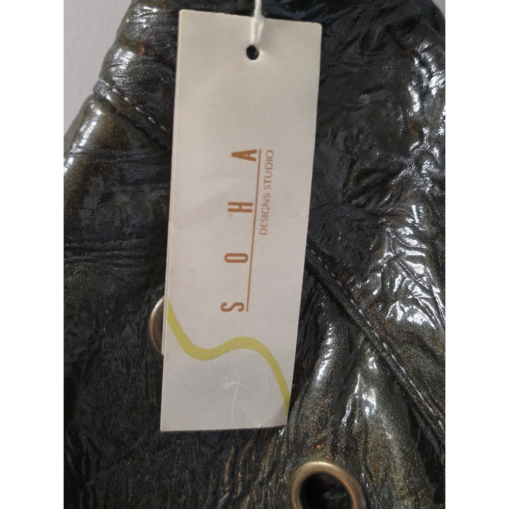 Soha Designs Studio Italy Leather Quilted Hobo Bag Olive Green Chain Grommet NEW - Picture 2 of 8